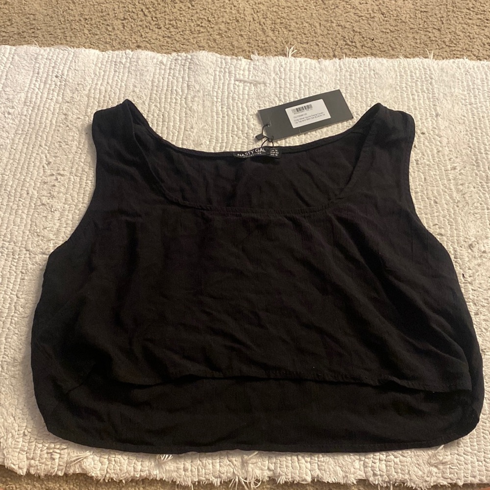 Cropped black tank top, new with tags